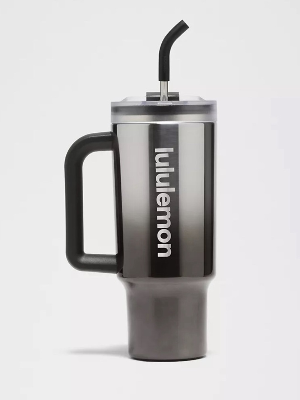 Lululemon Insulated Tumbler 40oz water bottle Gunmetal Silver Black 40 oz